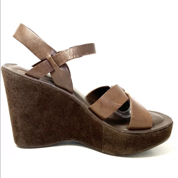 Kork Ease Bette Brown Open Toe Wedge Sandals - Picture 2 of 8